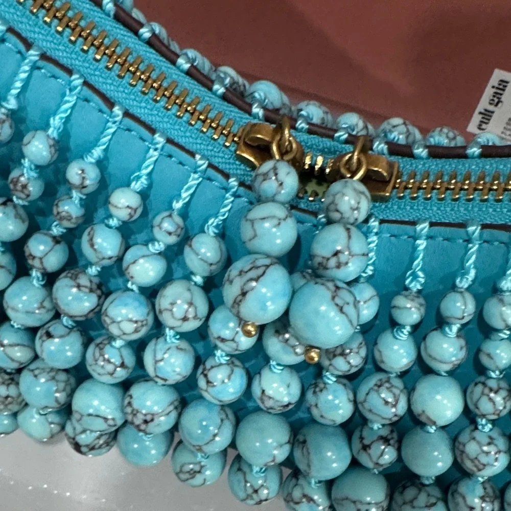 cult gaia Turquoise Beaded Mercier Shoulder Bag with box + dustbag - Picture 5 of 13